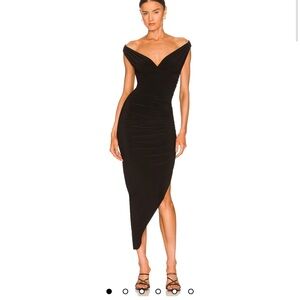 Norma Kamali Black Asymmetrical Bodycon Dress